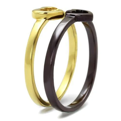 TK2548 IP Gold IP Dark Brown IP coffee Stainless Steel Ring with No Stone Alamode Rings