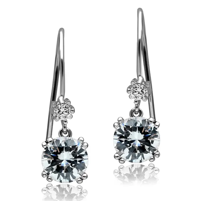 TK2883 High polished no plating Stainless Steel Earrings with AAA Grade CZ in Clear Alamode Earrings