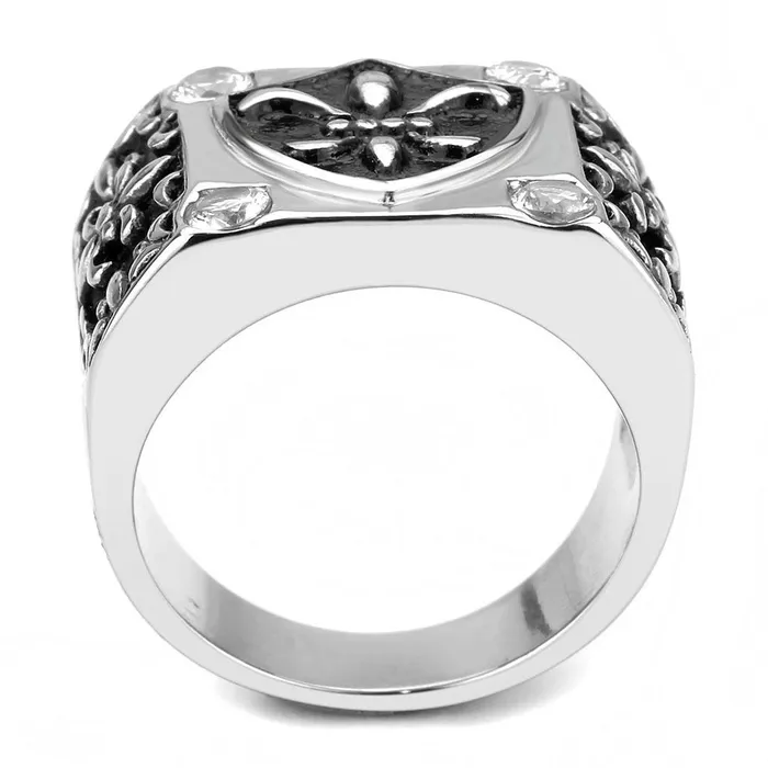TK3621 High polished no plating Stainless Steel Ring with AAA Grade CZ in Clear Alamode Rings
