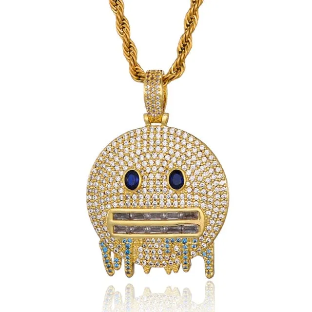 VVS Jewelry Necklaces Frozen Emoji Pendant Necklace