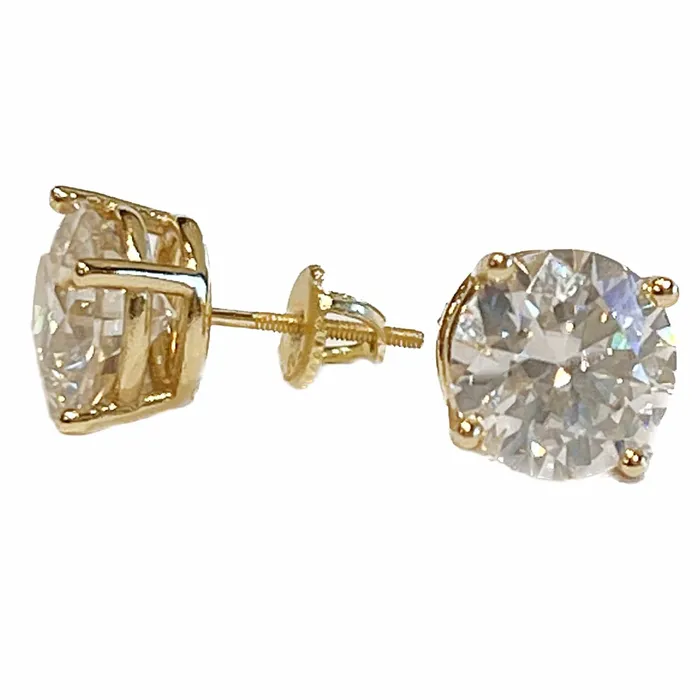 VVS1 Moissanite Stud Earrings 8CT TW Pass Diamond Tester Iced Flooded Out 14k Gold Plated 925 Silver 10MM Bling Cartel Earrings
