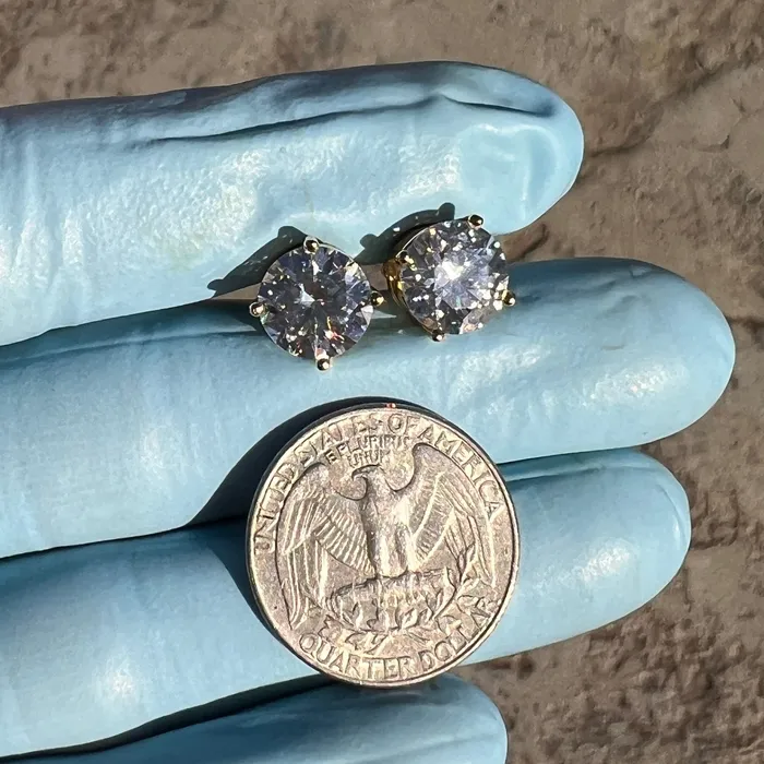 VVS1 Moissanite Stud Earrings 8CT TW Pass Diamond Tester Iced Flooded Out 14k Gold Plated 925 Silver 10MM Bling Cartel Earrings