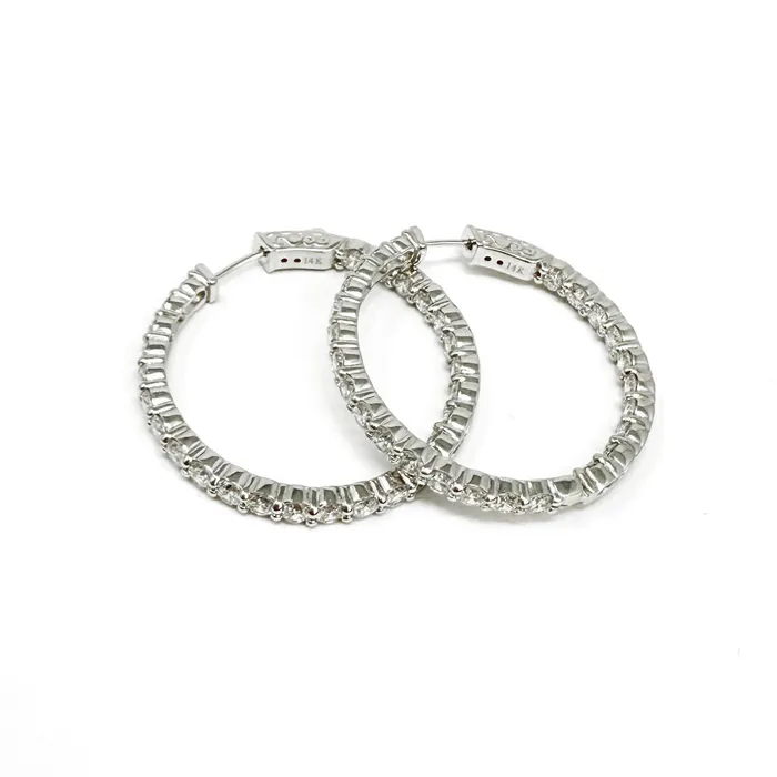 14K White Gold Lab Grown Diamond Hoop Earrings Jewelry Earrings