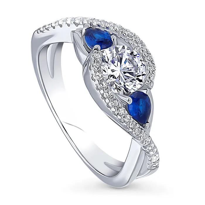 3Stone Woven 08ct CZ Ring in Sterling Silver BERRICLE Rings