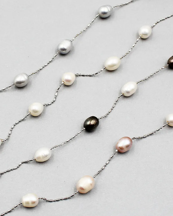 34 Elongated Pearl Beaded Necklace 012720230440 Necklaces