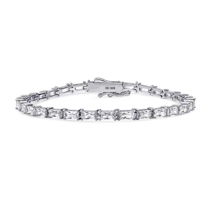 BERRICLE Bracelets Baguette CZ Tennis Bracelet in Sterling Silver