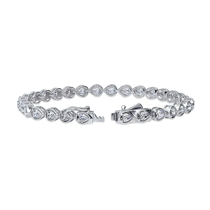 BERRICLE Bracelets EastWest Pear CZ Tennis Bracelet in Sterling Silver