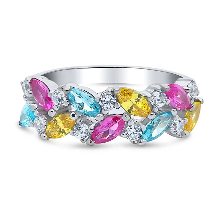 BERRICLE Cluster CZ Stackable Band in Sterling Silver Rings