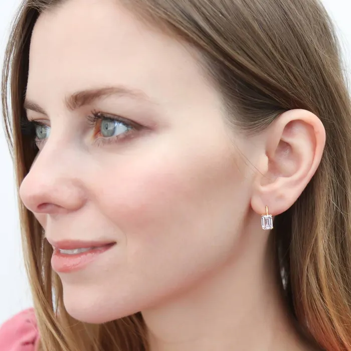 BERRICLE Earrings Solitaire Emerald Cut CZ Earrings in Sterling Silver 2 Pairs