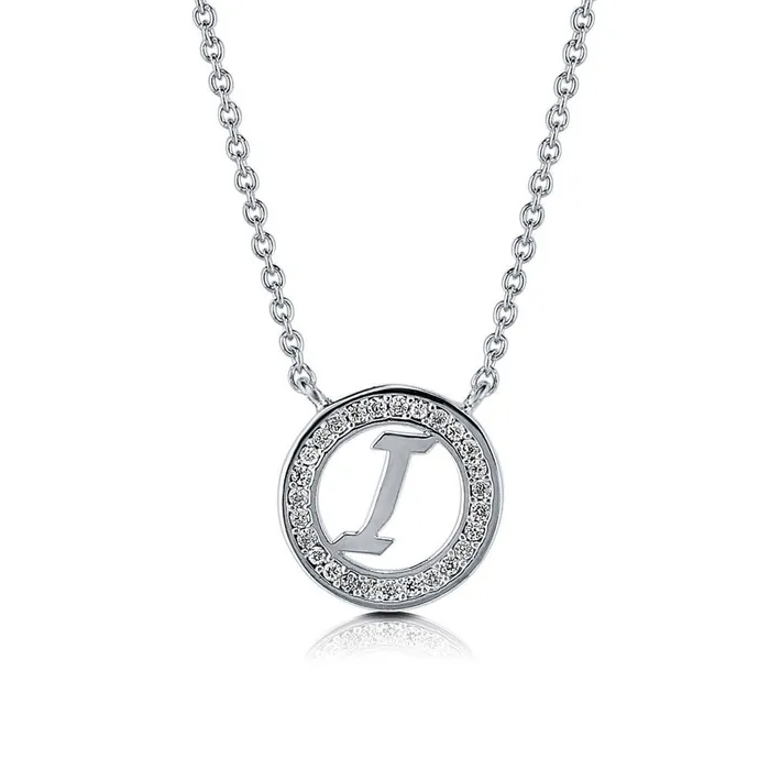 BERRICLE Necklaces Initial Letter CZ Necklace in Sterling Silver
