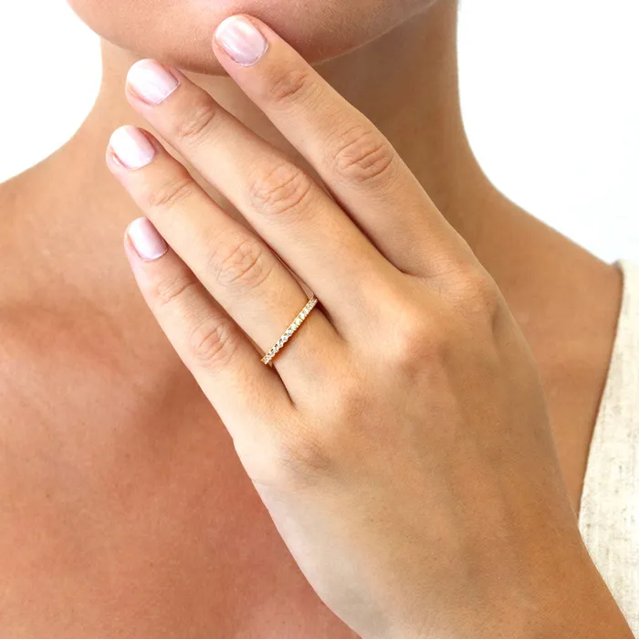 BERRICLE Rings CZ Eternity Ring in Gold Flashed Sterling Silver