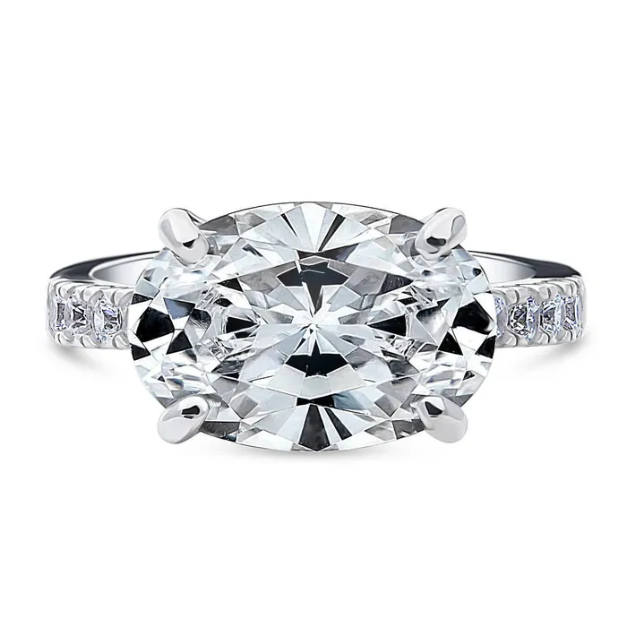 BERRICLE Rings EastWest Solitaire 55ct CZ Ring in Sterling Silver