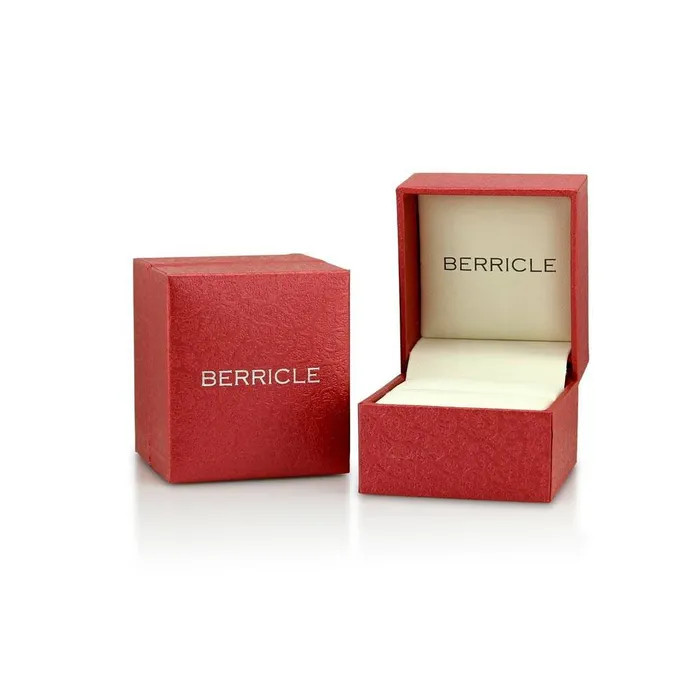 BERRICLE Simulated Ruby Pave CZ Stackable Eternity Ring in Sterling Silver Rings