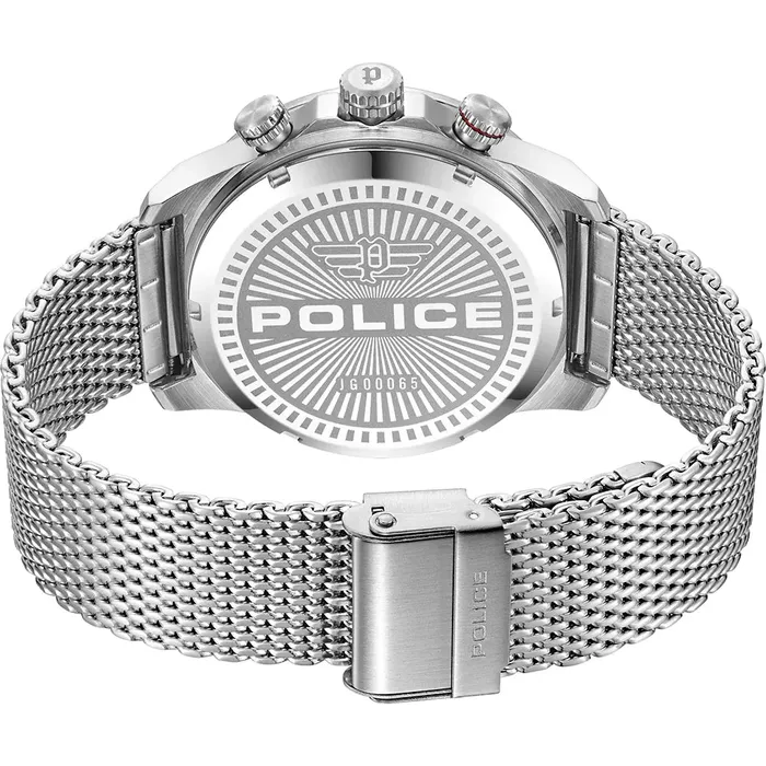 Bracelets Police Rotorcrom Gents Black Dial Stainless Steel Silver Watch Police