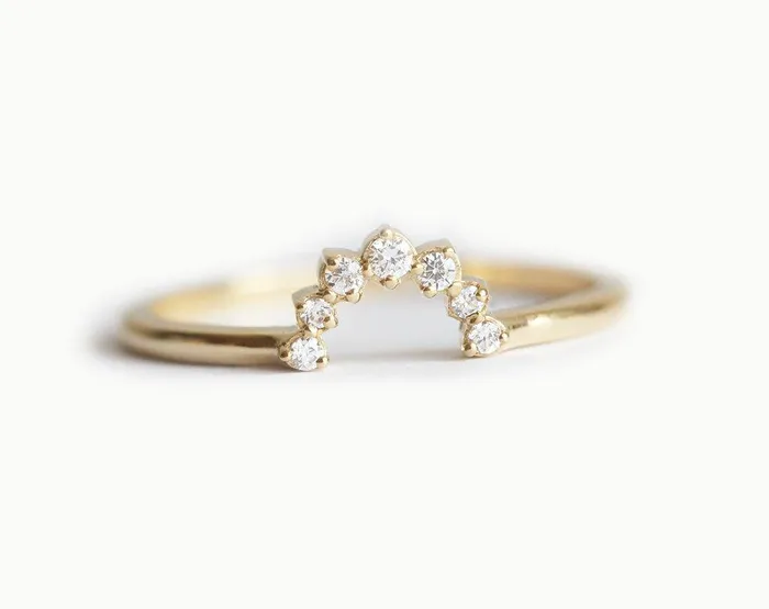 Capucinne Diamond Crown Ring Diamond Stacking Ring Rings