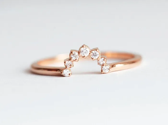 Capucinne Diamond Crown Ring Diamond Stacking Ring Rings