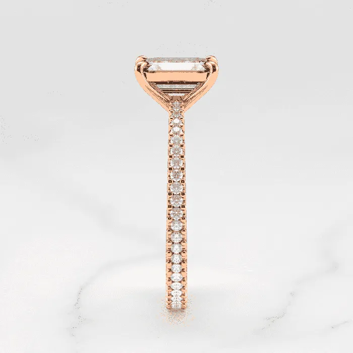 Capucinne Emerald Full Pave Tapered Diamond Ring Rings
