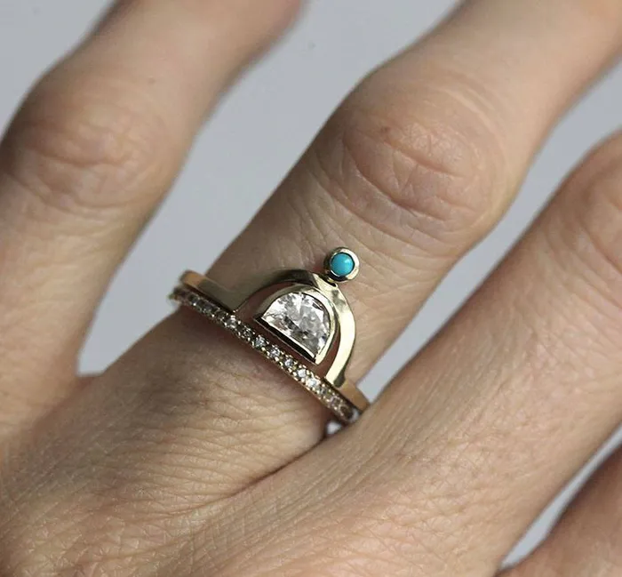 Capucinne Rings Moissanite Engagement Ring Unique Moissanite Ring
