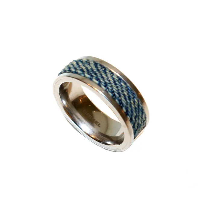 Diesel Rings Diesel Mens Ring With Blue Denim Band