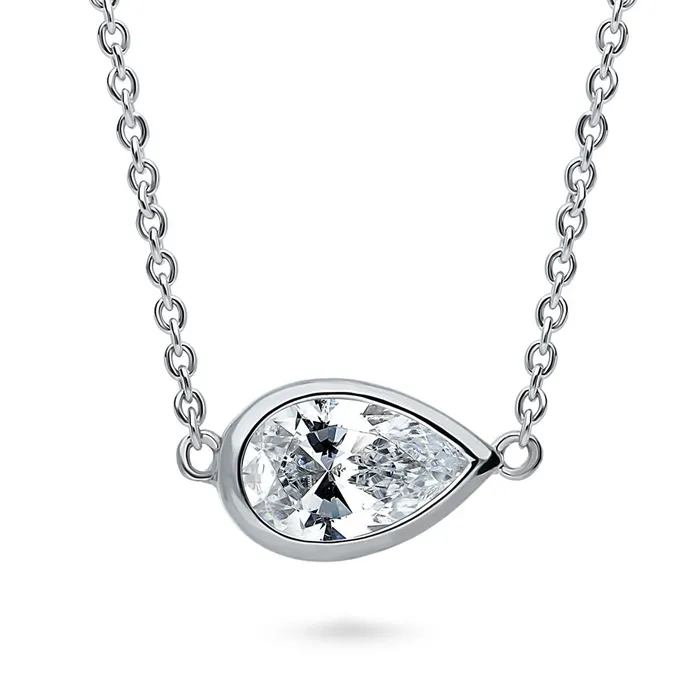 Earrings BERRICLE EastWest Solitaire Bezel CZ Set in Sterling Silver