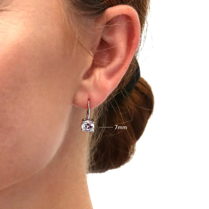 Earrings BERRICLE Solitaire CZ Leverback Earrings in Sterling Silver