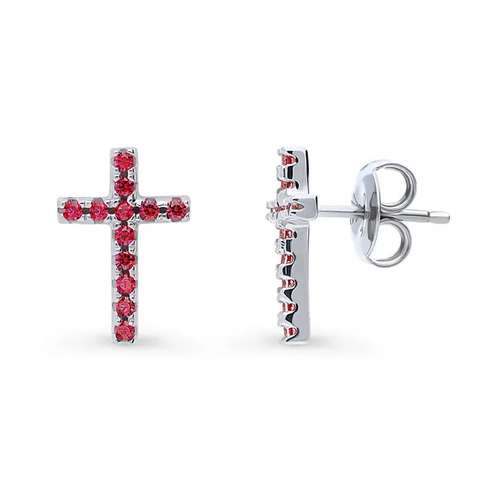 Earrings Cross CZ Stud Earrings in Sterling Silver BERRICLE