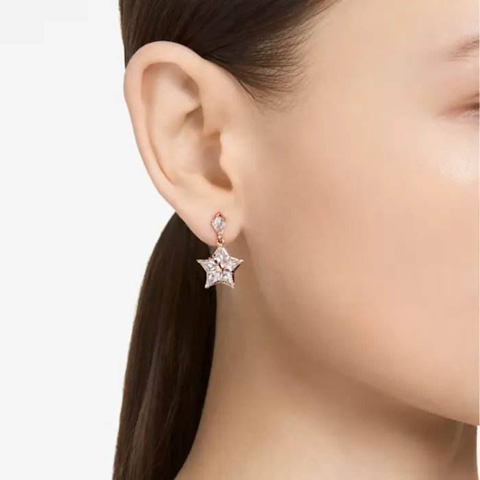 Earrings Swarovski Stella Drop Earrings Kite cut Star White Rose goldtone plated