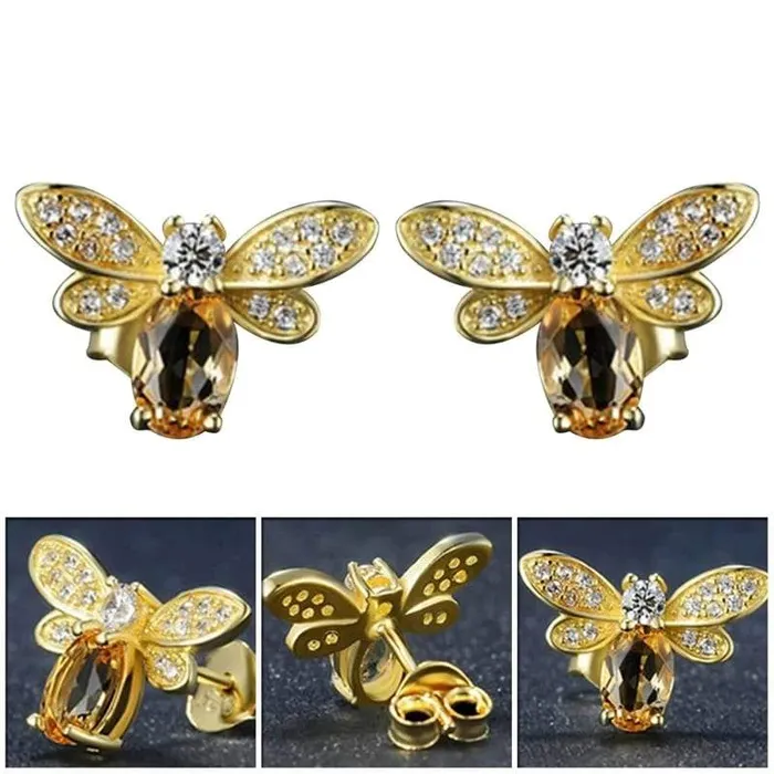 Earrings WickedAF Sterling Silver Natural Citrine Bee Earrings