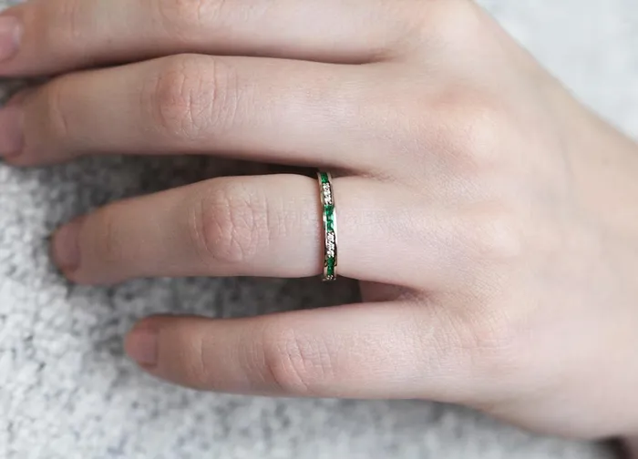Emerald Wedding Band Emerald Wedding Ring Capucinne Rings