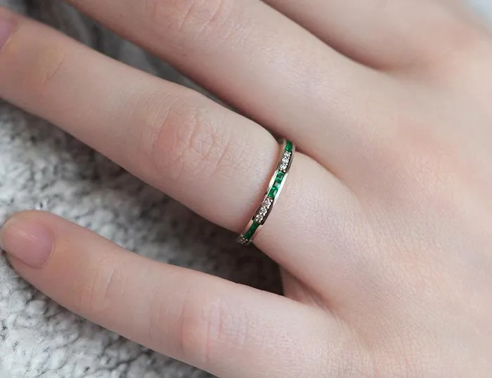 Emerald Wedding Band Emerald Wedding Ring Capucinne Rings