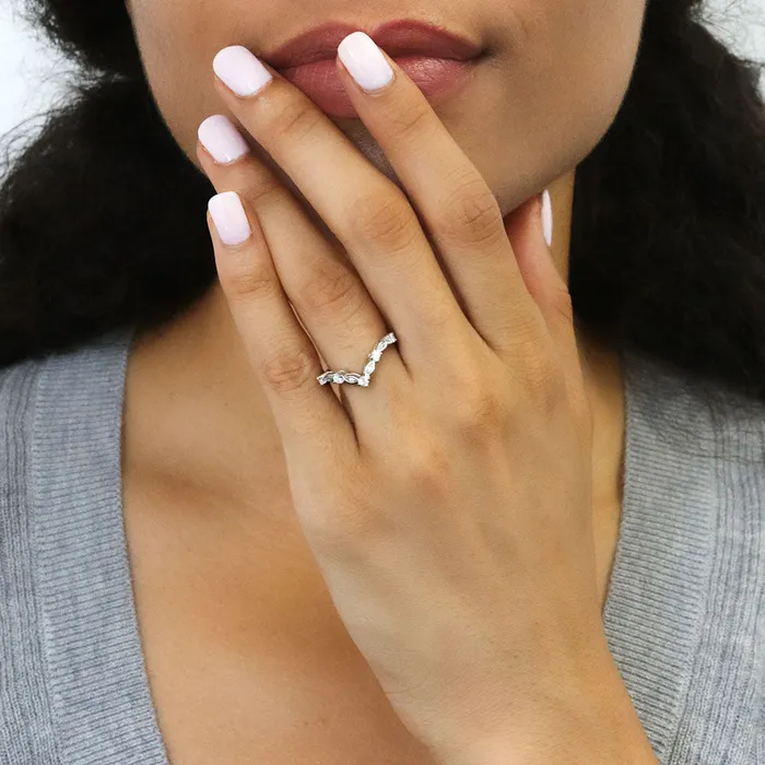 Halo Wishbone Cushion CZ Ring Set in Sterling Silver BERRICLE Rings
