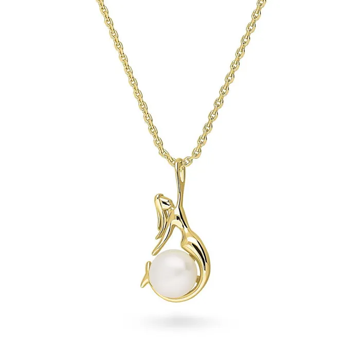 Mermaid Cultured Pearl Necklace in Gold Flashed Sterling Silver BERRICLE Necklaces