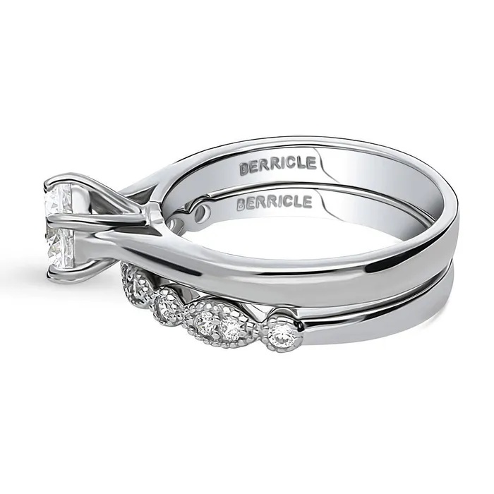Milgrain Solitaire 1ct CZ Ring Set in Sterling Silver BERRICLE Rings