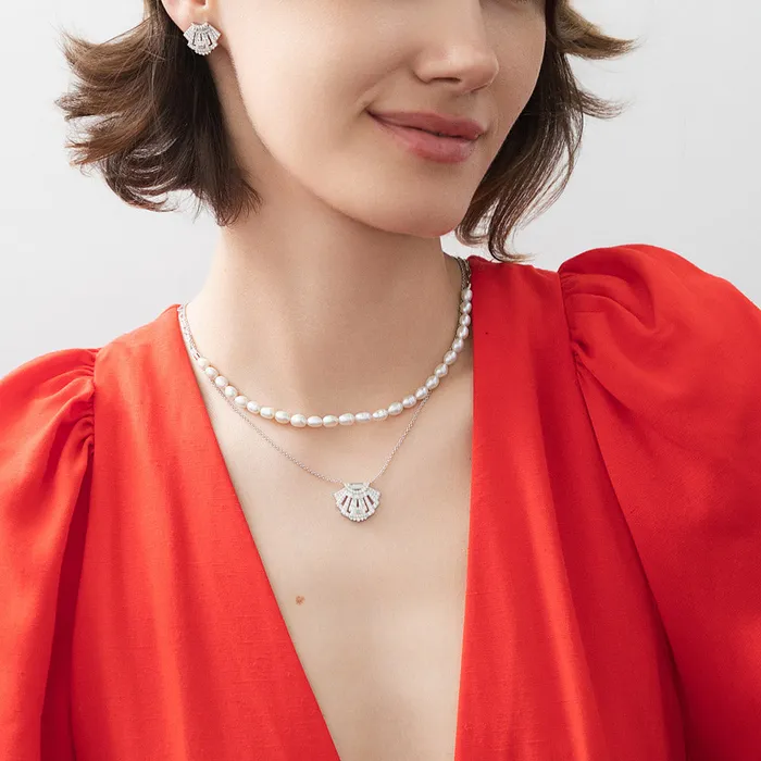 Necklaces BERRICLE Paperclip Cultured Pearl Link Chain Necklace in Sterling Silver