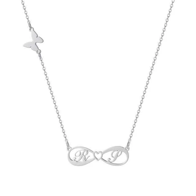 Novalico Necklaces Butterfly Couples Infinity Name Necklace