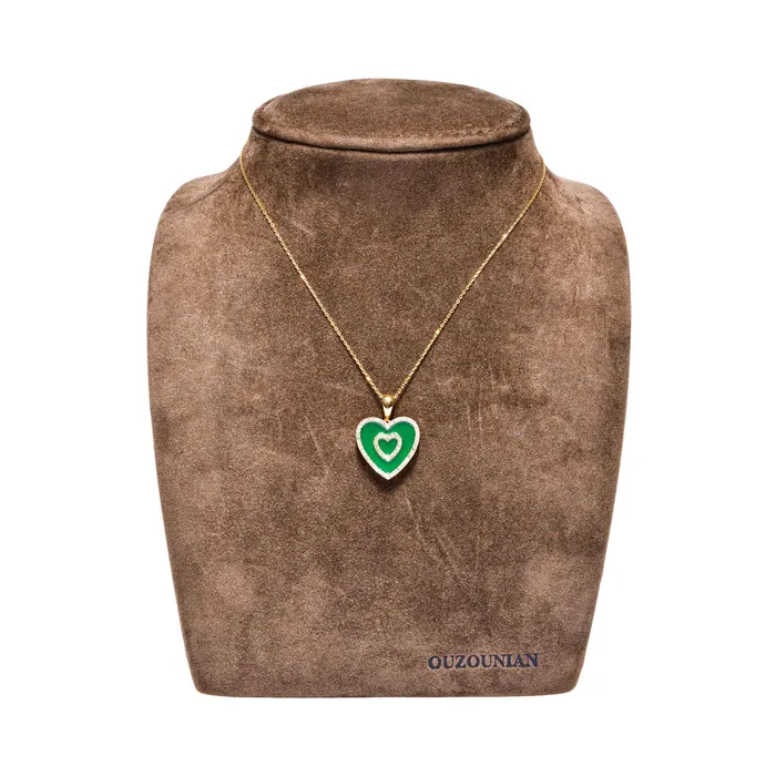 Ouzounian Jewelry Necklaces Ouzounian Jewelry Double Heart Pendant Necklace with Diamonds