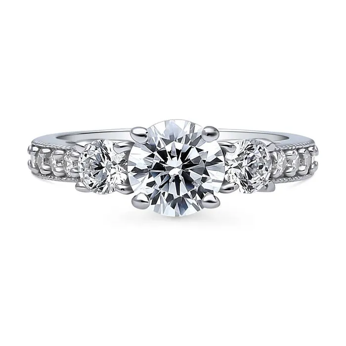 Rings 3Stone 125ct CZ Ring in Sterling Silver BERRICLE