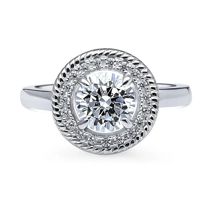 Rings BERRICLE Halo Cable CZ Ring in Sterling Silver