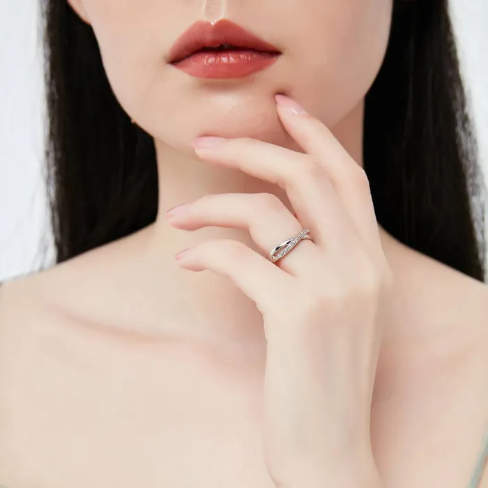 Rings BERRICLE Infinity Criss Cross CZ Ring in Sterling Silver