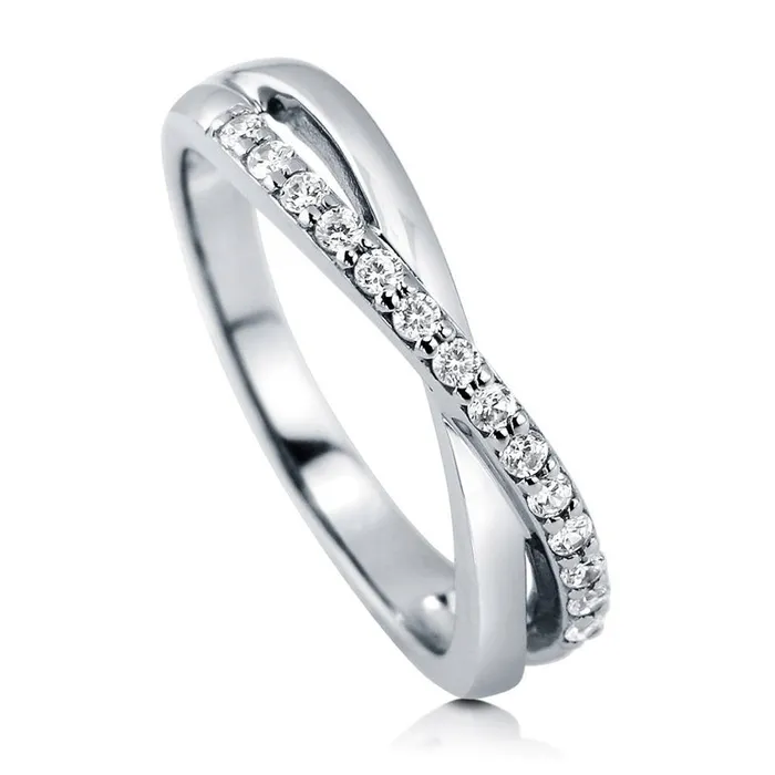 Rings BERRICLE Infinity Criss Cross CZ Ring in Sterling Silver