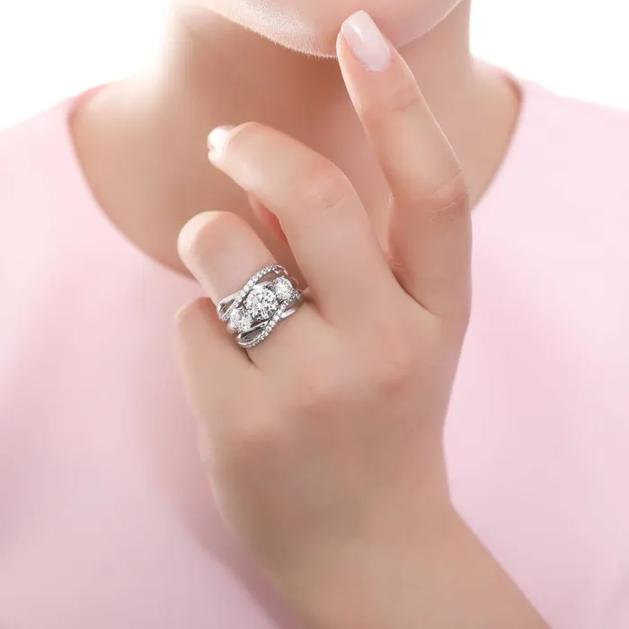 Rings BERRICLE Infinity Criss Cross CZ Ring in Sterling Silver