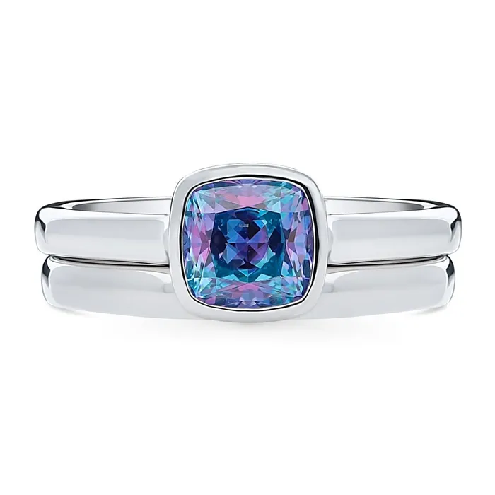 Rings BERRICLE Solitaire Kaleidoscope Purple Aqua CZ Ring Set in Sterling Silver Rings BERRICLE Solitaire Kaleidoscope Purple Aqua CZ Ring Set in Sterling Silver