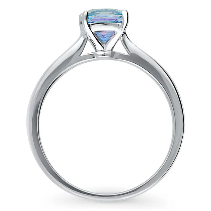 Rings Solitaire Kaleidoscope Purple Aqua CZ Ring in Sterling Silver BERRICLE