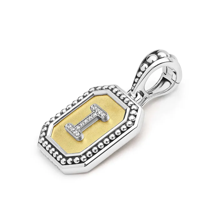 Signature Caviar Octagon Diamond I Initial Charm LAGOS Charm Necklaces Signature Caviar Octagon Diamond I Initial Charm LAGOS Charm Necklaces