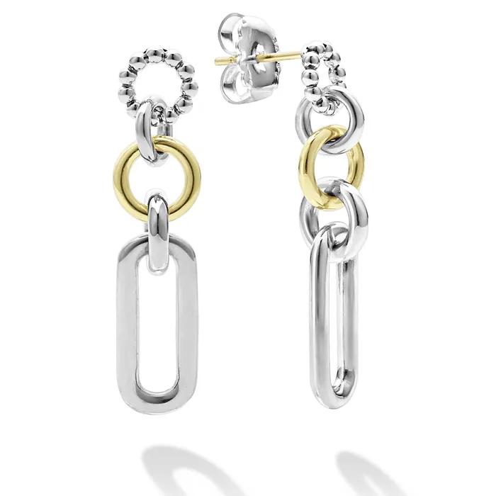 Signature Caviar TwoTone Link Drop Earrings LAGOS Earrings