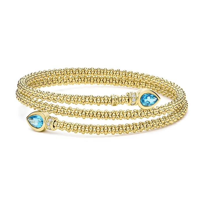 Studio 18K Gold Swiss Blue Topaz and Diamond Wrap Bracelet LAGOS Bracelets