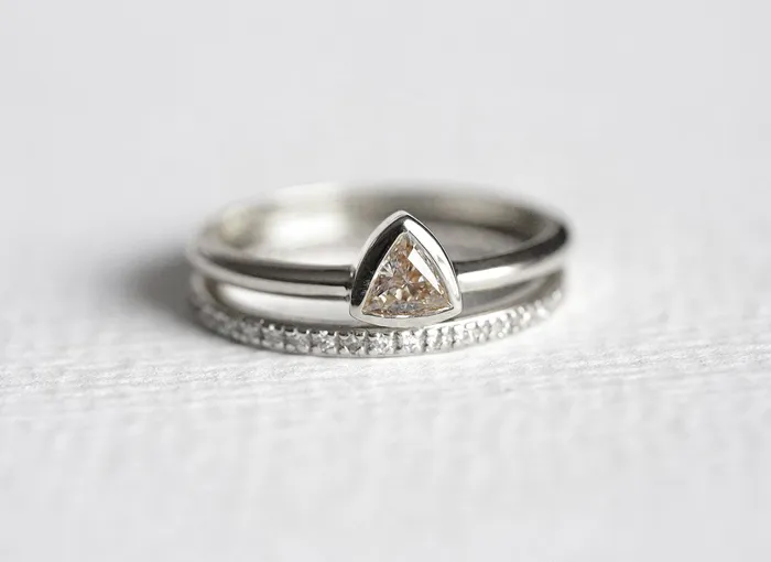 Trillion Diamond Ring Diamond Engagement Ring Capucinne Rings